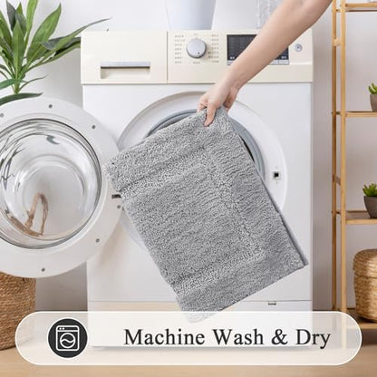 SHACOS Soft Microfiber Bathroom Rugs Set of 2 Pieces, Light Grey