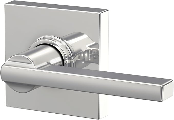 Schlage F10 LAT 625 COL Latitude Lever with Collins Trim Hall & Closet Passage Door Lock, Bright Chrome