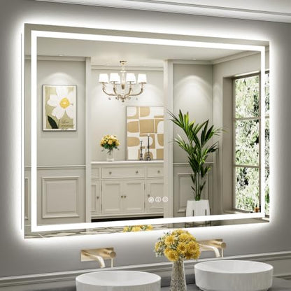 68x48 Inch LED Bathroom Mirror with Lights, Dual Lit Anti-Fog