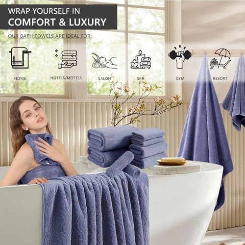 4 Piece Extra Large Bath Towel 35"x70" Oversized Bath Sheet Bath Towel Set for Bathroom Ultra Soft Cozy Highly Absorbent Quick Dry Bathroom Towel for Spa Gym Hotel,Shower Towel for Daily Use,Wedgewood