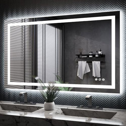 ISKM 50x30 LED Mirror for Bathroom, Front and Back Lit, Anti-Fog, Dimmable