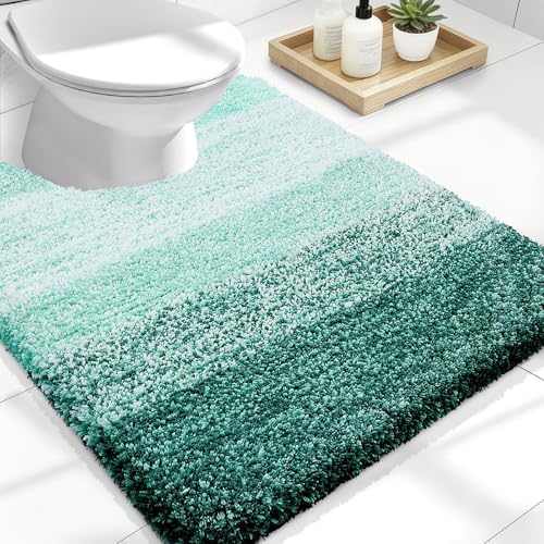 OLANLY Luxury Toilet Rugs U-Shaped 24x20, Soft Absorbent Microfiber Mat