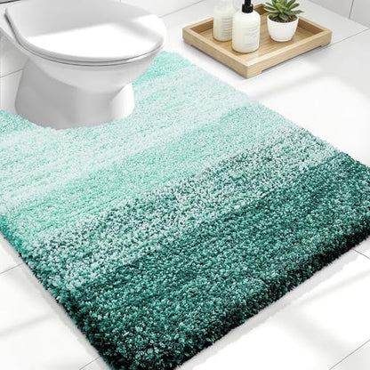 OLANLY Luxury Toilet Rugs U-Shaped 24x20, Soft Absorbent Microfiber Mat