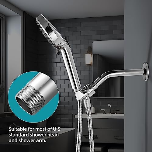 Cobbe Shower Arm with Flange and Teflon Tape, 6-Inches Wall Mounted Shower Pipe Arm 304 Stainless Steel Extension for Fixed Shower Head, Chrome