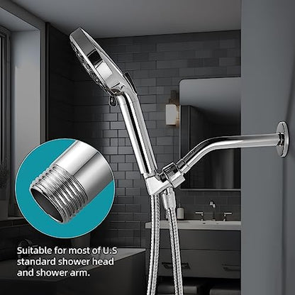 Cobbe Shower Arm with Flange and Teflon Tape, 8-Inches Wall Mounted Shower Pipe Arm 304 Stainless Steel Extension for Fixed Shower Head, Chrome