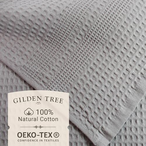 GILDEN TREE Waffle Bath Sheet Large Bath Towels Quick Dry Thin Body Towels, 40x80 Oversized Bath Towels for Adults, 2 Pack Bath Sheet Set, Classic Style (Pewter)