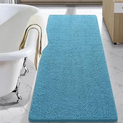 LOCHAS Luxury Bathroom Rug Shaggy Bath Mat 24 x 60 Inch, Light Blue