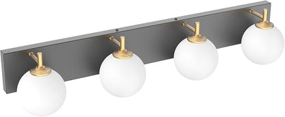 Aipsun Mid Century Modern Vanity Light 4 Lights Milky Glass Modern Bathroom Light Fixtures Over Mirror(Exclude Bulb)