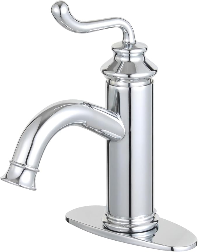Fauceture LS5411RL Royale Single-Handle Bathroom Faucet with Push Pop-Up, Polished Chrome