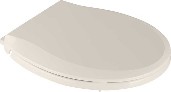 17" Round Quiet Close Toilet Seat, Almond Color Polypropylene with Never-Loosen Durable Design, Easy Installation and Maintenance