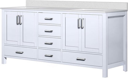 Jacques 72 in. W x 22 in. D White Double Bath Vanity and White Quartz Top