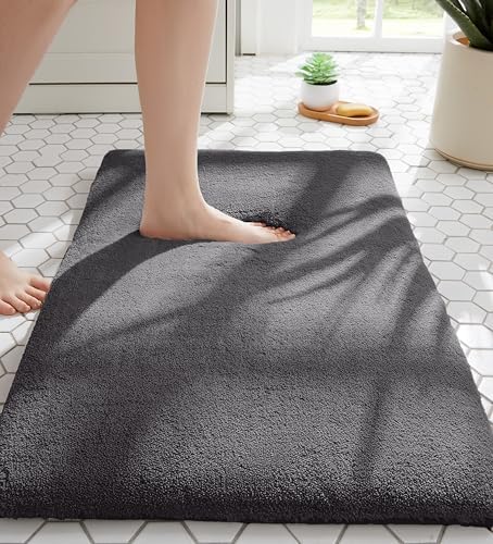 MINIDEAR Bathroom Rugs 36x24 Volcanic Gray - Thick Memory Foam Bath Mat, Ultra Soft & Plush Fluffy, Non-Slip, Quick Dry, Absorbent Washable Floor Microfiber Mat for Tub, Home Decor Accessories