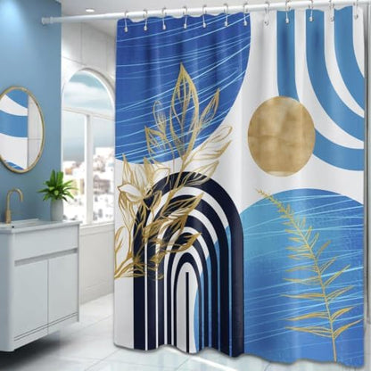Light Blue Shower Curtain, 72x72 in, Mid Century Modern