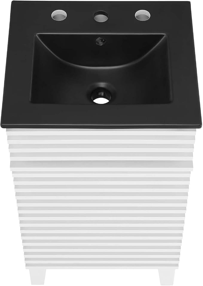 Modway Render 18" Bathroom Vanity With Sink in White Black
