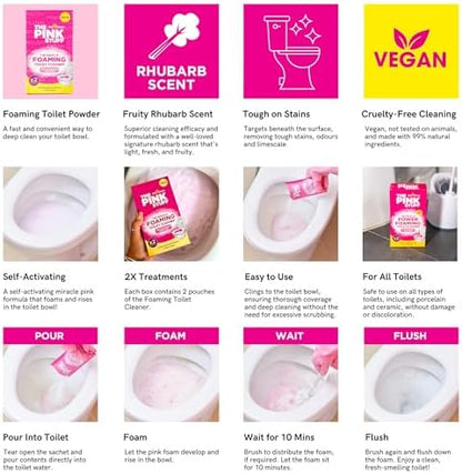 Stardrops The Pink Stuff Miracle Power Foaming Toilet Cleaner – Self-Activating Formula for Deep Cleaning,Stain Removal,and a Fresh Shine – Bathroom Essential,(Pack of 6)