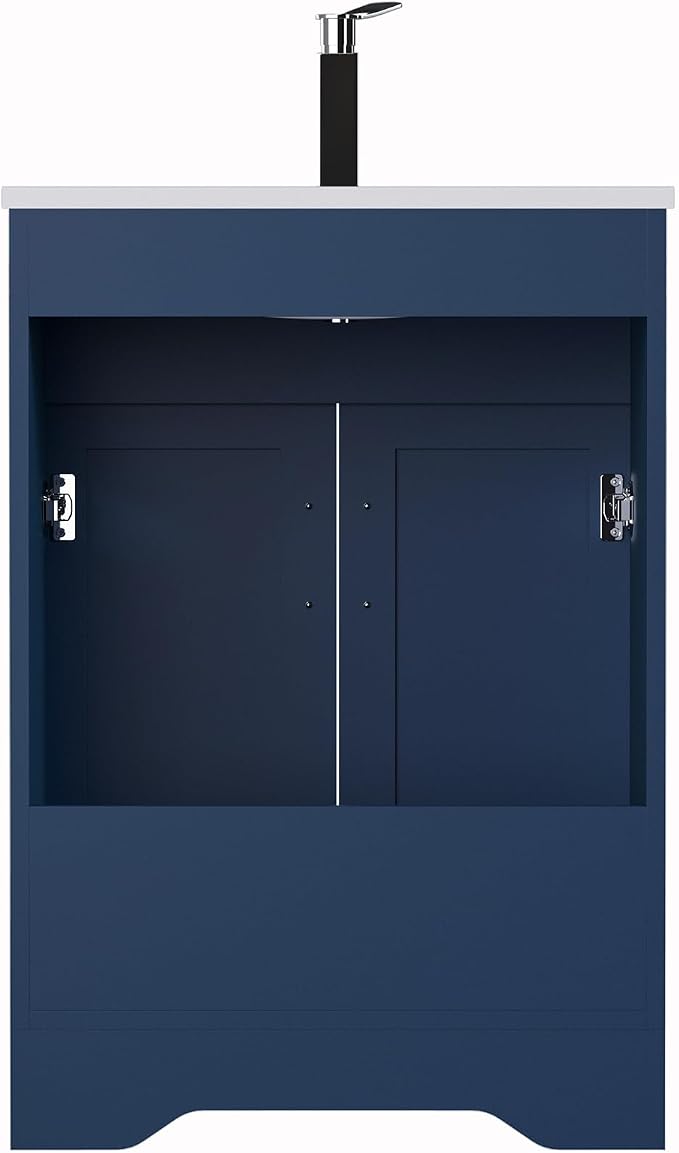 24 Inch Bathroom Vanity, Wooden Double Door Bathroom Sink Storage Cabinet, Freestanding Modern Cabinet Vanity Without Sink (Blue No Sink, 24")