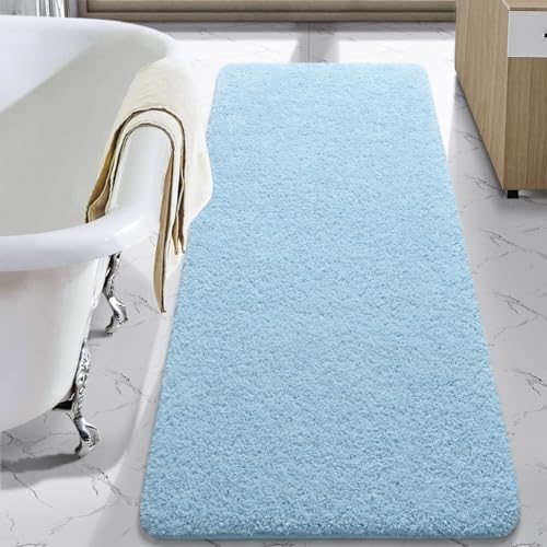 LOCHAS Bathroom Rug Runner 24x60 Inch, Bath Rugs Non Slip, Light Blue