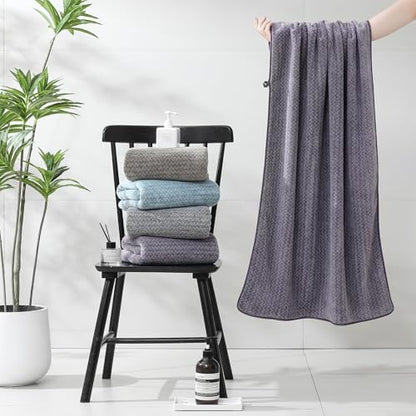 Ultra Soft Bath Towel Set,12 Piece (4 Bath Towels,4 Hand Towels,4 Washcloths) Family Bathroom Towels Set with Hanging Loop,Quick Dry Extra Absorbent Shower Towel for Bathroom,Hotel,Spa-Dark Purple