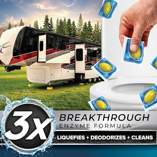 Camco TST PRO RV Toilet Treatment Drop-INs - New & Innovative Bio-Enzymatic Formula for Rapid RV Sewer Break Down - RV Black Tank Treatment - Fresh Pine Scent - Septic-Safe, 10-Pack (41770)