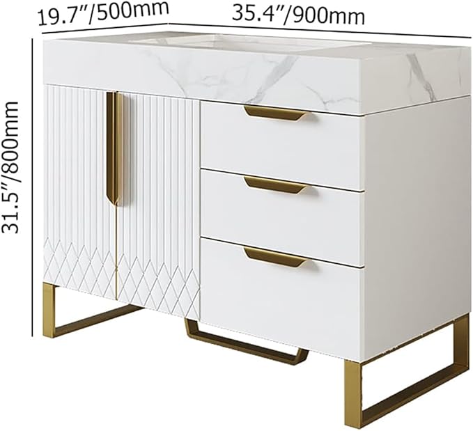 homary 36" Freestanding Bathroom Vanity Set with Single Sink, Modern Bathroom Sink Cabinet Storage Cabinet with Sintered Stone Countertop and Ample Storage, White