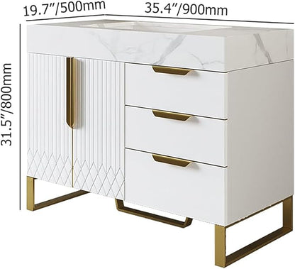 homary 36" Freestanding Bathroom Vanity Set with Single Sink, Modern Bathroom Sink Cabinet Storage Cabinet with Sintered Stone Countertop and Ample Storage, White