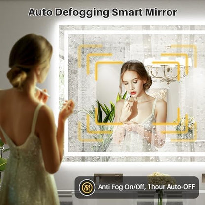 68x48 Inch LED Bathroom Mirror with Lights, Dual Lit Anti-Fog