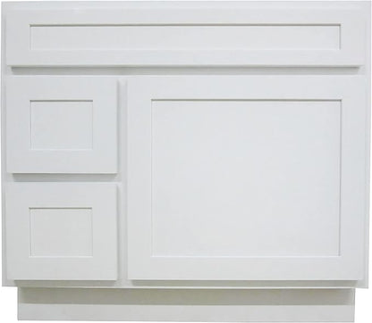 Vanity Art 36 Inch Single Shutter Door Bathroom Vanity Base Cabinet with 2 Functioning Shaker Drawers, Strudy Floor Mount Storage Cabinet Organizer for Bedroom, Living Room, Kitchen, VA4036-2LW