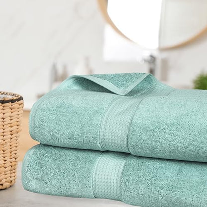 SUPERIOR Egyptian Cotton Pile Heavyweight Bath Sheet, 2 Piece Set, Sea Foam