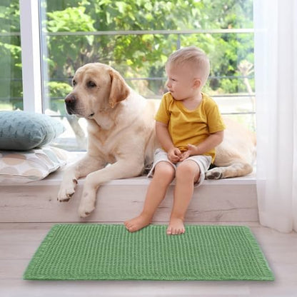 ZALL Sage Green Waffle Bath Mat,Super Absorbent Non Slip Bathroom Rug, 17x24inch, Machine Washable Ultra Soft Floor Mats