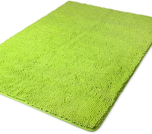Yeaban Chenille Lime Green Bathroom Rug 40"x60",Non-Slip Rubber Backing