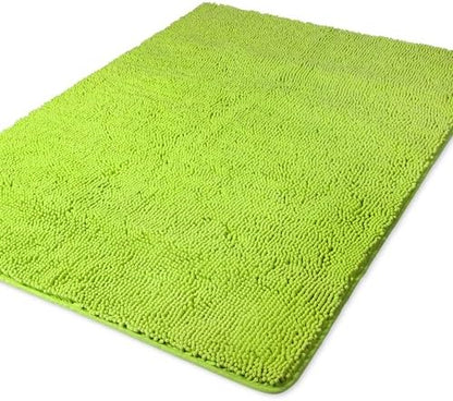 Yeaban Chenille Lime Green Bathroom Rug 40"x60",Non-Slip Rubber Backing
