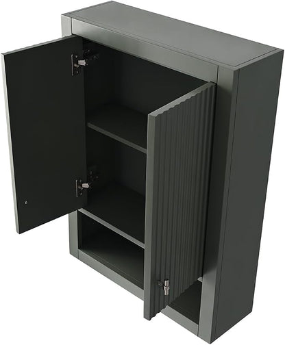 Vanity Art Vanity with Storage Cabinet & Shelves, Free-Standing Vanity with Soft-Closing Doors, Vintage Green, VA91-TC-VG-MB,Matte Black Handles