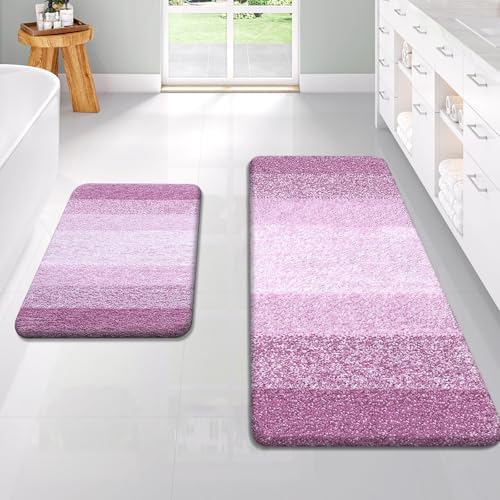 OLANLY Micorfiber Bathroom Rug Set 2 Piece, 47"x20"+24"x16"