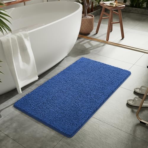 LOCHAS Luxury Bathroom Rug Shaggy Bath Mat 24 x 44 Inch, Blue