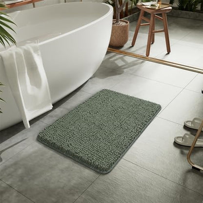LOCHAS Luxury Bathroom Rug Shaggy Bath Mat 24 x 17 Inch, Sage Green