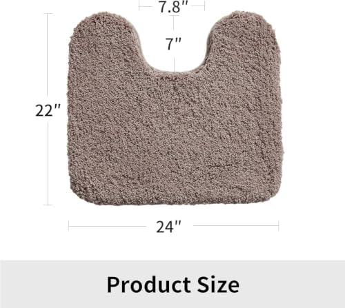 Disolla Toilet Mat 22x24 Taupe Grey - Non Slip Fluffy U-Shaped Contour Rug, Ultra-Soft Plush Toilet Floor Mat, Absorbent & Machine Washable