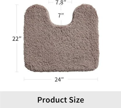 Disolla Toilet Mat 22x24 Taupe Grey - Non Slip Fluffy U-Shaped Contour Rug, Ultra-Soft Plush Toilet Floor Mat, Absorbent & Machine Washable