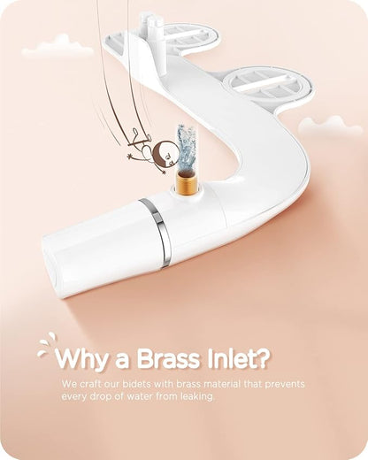 Ciays Bidet Attachment for Toilet Ultra-Slim Bidet Sprayer Non-Electric Dual Nozzle for Feminine/Posterior Wash Bidet Toilet Attachment with Pressure Controls，Sliver/White Standard