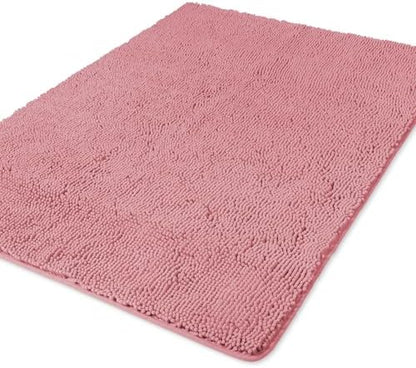 Yeaban Chenille Rose Dawn Bathroom Rug 40"x60",Non-Slip Rubber Backing