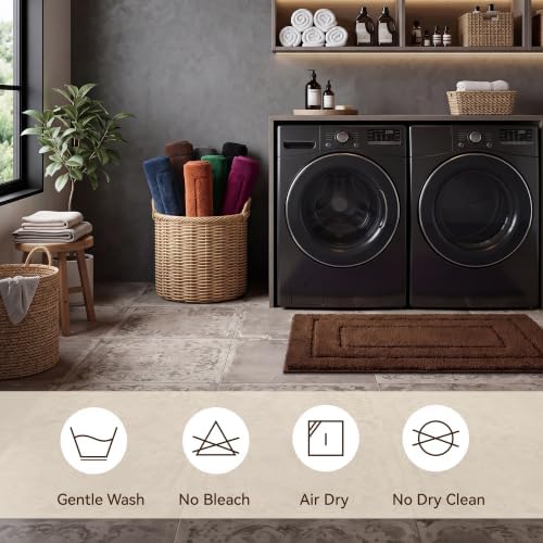 GRANNY SAYS Brown Bathroom Rug 24" x 16", Non-Slip Microfiber Bath Mat