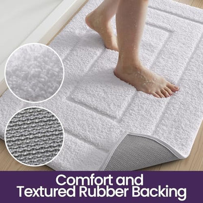 DEXI Bathroom Rugs 24x16, Non-Slip and Absorbent Bath Mat, White