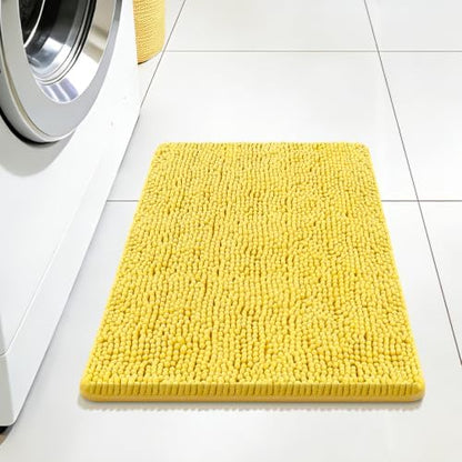 Bcoimo Small Bath Rug Mat,Yellow Chenille High Absorbent Bathroom Floor Mat