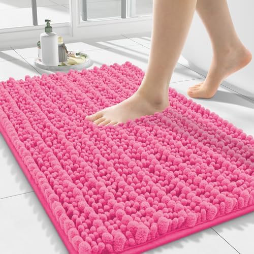 Smiry Bathroom Rugs 24X16, Extra Soft Rubber Backing Chenille Bath Mats