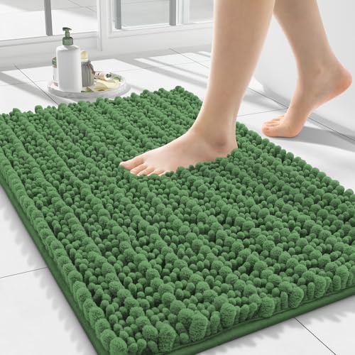 Smiry Bathroom Rugs 24X16, Extra Soft Rubber Backing Chenille Bath Mats