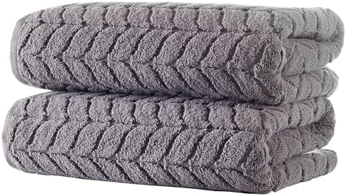 BAGNO MILANO Turkish Cotton Bath Towels, Hand Towels - Soft Plush Jacquard Collection Luxury Towels Set (Grey, Bath Sheet 35x70)