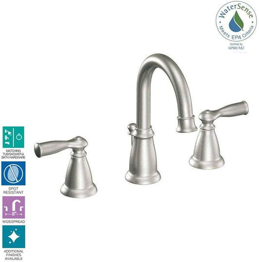 Moen WS84924SRN Two-Handle High Arc Bathroom Faucet, Spot Resist Brushed Nickel