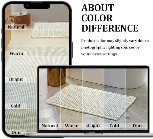 JIUZHEN Set of 2 Waffle Bath Mats Boho Bathroom Runner Rug 20"x32"+24"x48"
