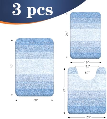 OLANLY Microfiber Bathroom Rugs Sets 3 Piece, 30"x20"+24"x16"+24"x20"