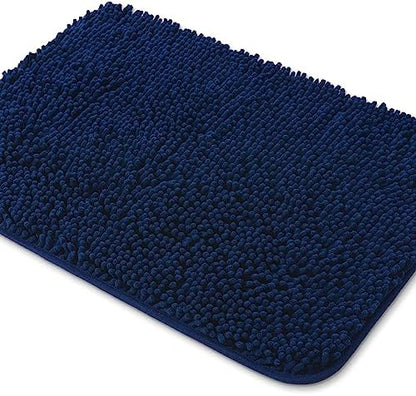 Yeaban Navy Blue Bathroom Rugs 17"x24",Chenille Bath Mats,Absorbent and Washable Bath Rug Non-Slip, Extra Soft Rugs for Bathroom Floor,Tub,Shower and Sink