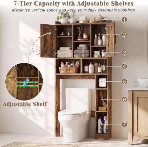Farmhouse Over The Toilet Storage Cabinet with Barn Door, Reversible Side
